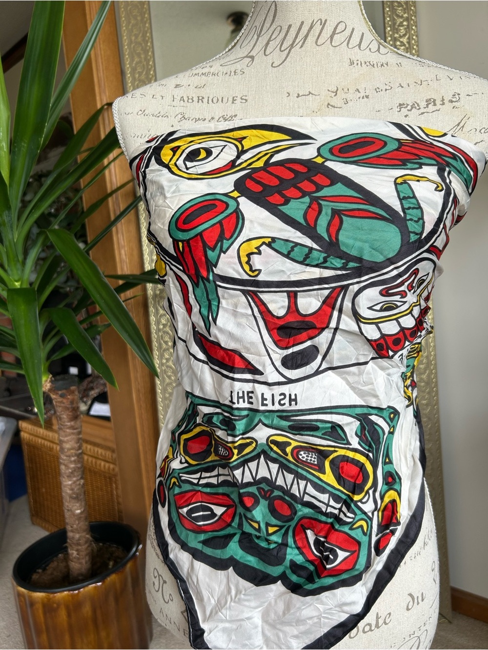 Vintage Canadian indigenous art scarf